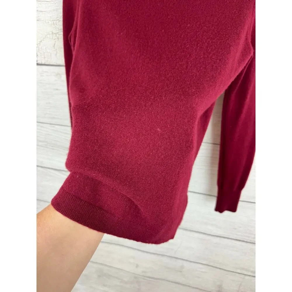 J.Crew Women's Burgundy Red Cashmere Turtleneck Knit Sweater Size Medium